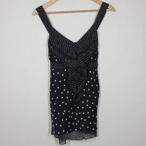 Vtg Y2K Dressbarn Polka Dot Babydoll Sleeveless Top Ruffle Front Medium Fairy